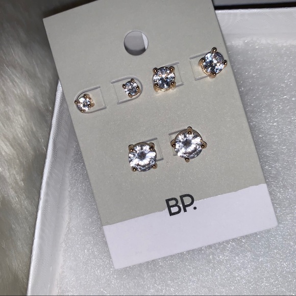 B.P 3 pack crystal stud earrings